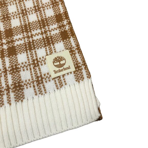 Timberland OS Brown White Buffalo Plaid 100% Acrylic Scarf NWT - Picture 3 of 6